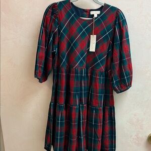 NWT Pink Chicken Maribel’s Red and Green Plaid Dress